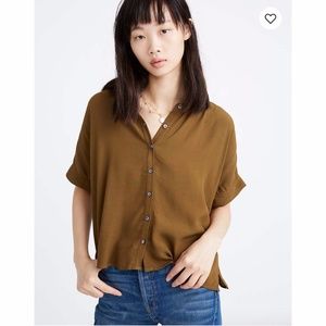 Madewell Getaway Oversized Button Down Shirt in Olive Size S